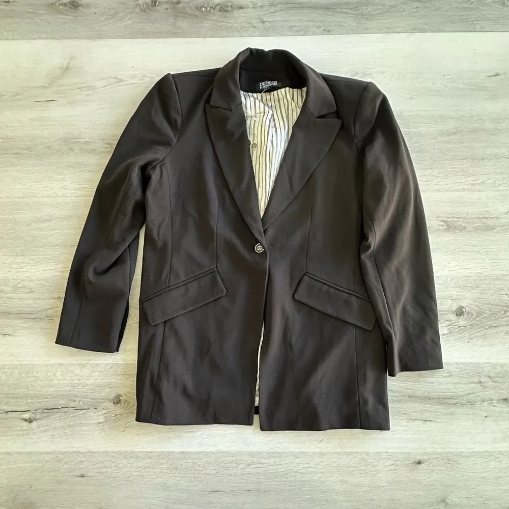 Dennis Basso Luxe Crepe‎ Notched Collar Blazer Black US 12 NWT